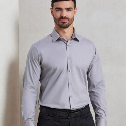 Stretch fit cotton poplin long sleeve shirt Thumbnail